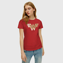 Футболка хлопковая женская Wonder Woman logo, цвет: красный — фото 2