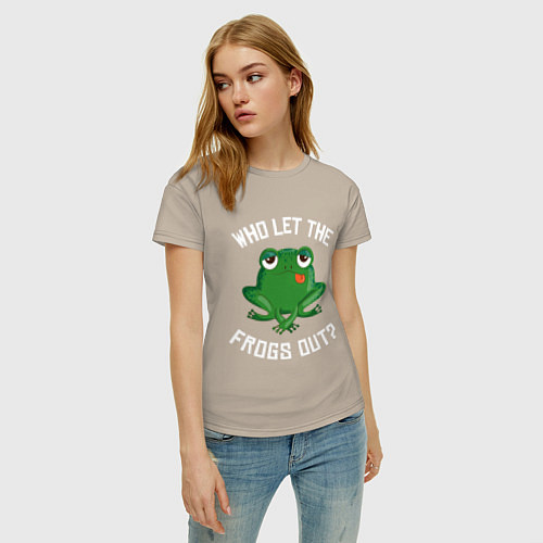 Женская футболка Who let the frogs out? / Миндальный – фото 3