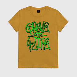 Футболка хлопковая женская GTA Tag GROVE, цвет: горчичный