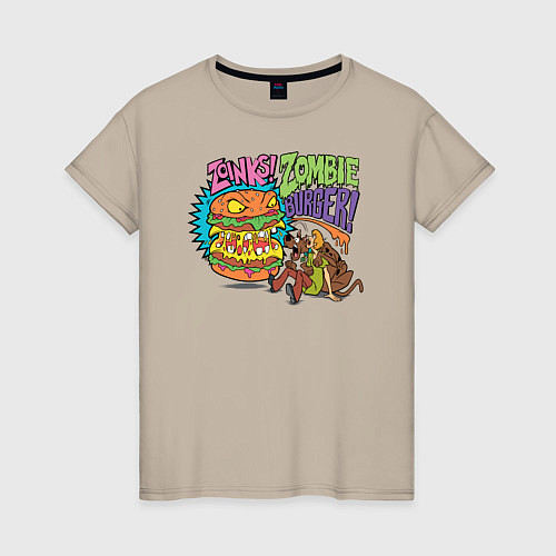 Женская футболка Zombie Burger ! / Миндальный – фото 1