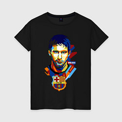 Футболка хлопковая женская MESSI BARCELONA, цвет: черный