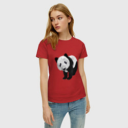 Футболка хлопковая женская Панда, цвет: красный — фото 2