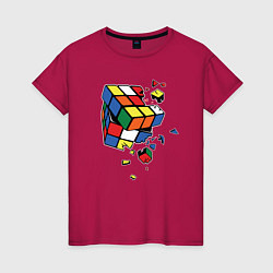 Футболка хлопковая женская Кубик Рубика, цвет: маджента