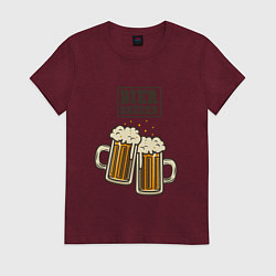Футболка хлопковая женская Пивной брат, цвет: меланж-бордовый