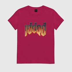 Футболка хлопковая женская IDDQD DOOM, цвет: маджента