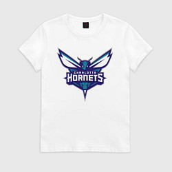 Футболка хлопковая женская Charlotte Hornets 1, цвет: белый
