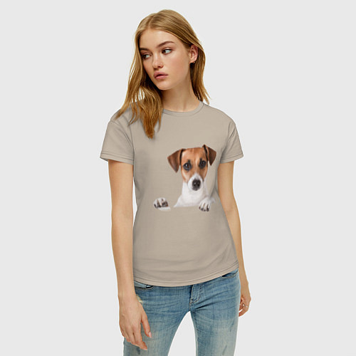 Женская футболка Собака / Миндальный – фото 3