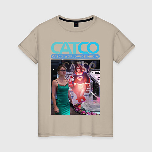 Женская футболка Supergirl - CatCo / Миндальный – фото 1