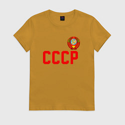Футболка хлопковая женская СССР, цвет: горчичный
