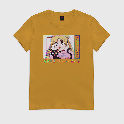Женская футболка Sailor Moon Usagi Tsukino Luna / Горчичный – фото 1