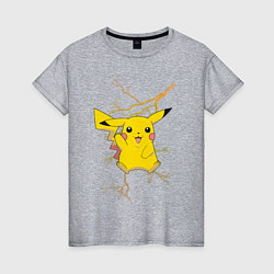 Футболка хлопковая женская Pikachu, цвет: меланж