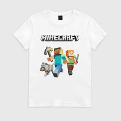 Футболка хлопковая женская MINECRAFT, цвет: белый