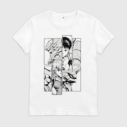 Футболка хлопковая женская Аска и Синдзи, Евангелион, цвет: белый
