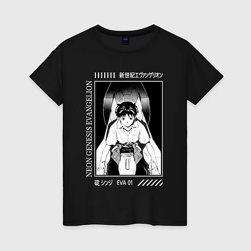 Женская футболка Синдзи Икари, Евангелион / Черный – фото 1