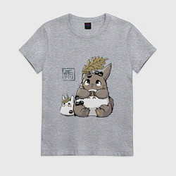 Футболка хлопковая женская Тоторо, цвет: меланж
