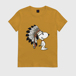 Футболка хлопковая женская Snoopy, цвет: горчичный