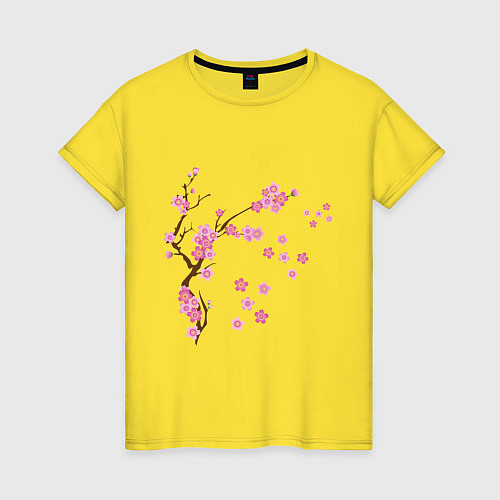 Женская футболка Розовая сакура / Желтый – фото 1