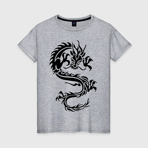 Женская футболка Дракон орнамент / Меланж – фото 1