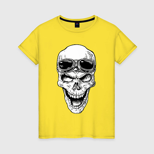 Женская футболка Skull and glasses / Желтый – фото 1