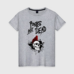 Футболка хлопковая женская Punks not dead, цвет: меланж