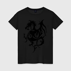 Футболка хлопковая женская Геральдический дракон, цвет: черный