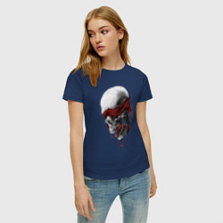 Футболка хлопковая женская Череп Skull, цвет: тёмно-синий — фото 2