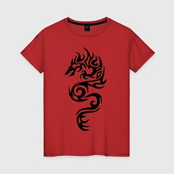 Футболка хлопковая женская Татуировка - дракон, цвет: красный