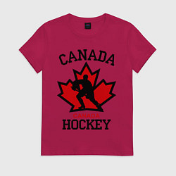 Футболка хлопковая женская Canada Hockey, цвет: маджента