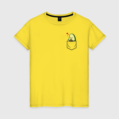 Женская футболка Авокадо в кармане / Желтый – фото 1