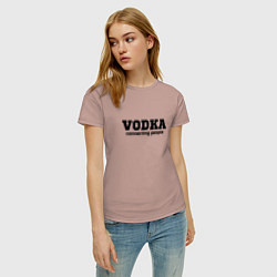 Футболка хлопковая женская Vodka connecting people, цвет: пыльно-розовый — фото 2