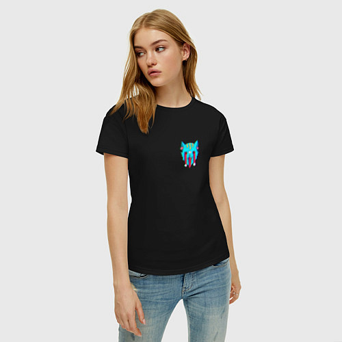 Женская футболка Кислотный Кот / Черный – фото 3