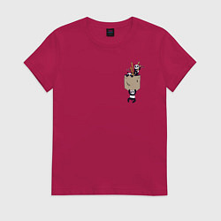 Футболка хлопковая женская Панды, цвет: маджента
