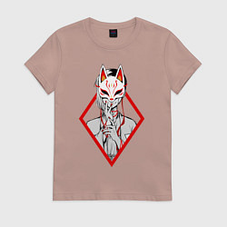 Футболка хлопковая женская Женщина в маске, цвет: пыльно-розовый