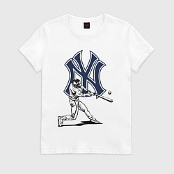 Футболка хлопковая женская New York Yankees - baseball team, цвет: белый