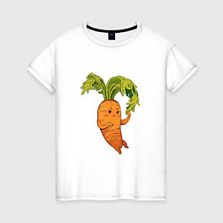 Футболка хлопковая женская Милая морковка, цвет: белый