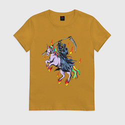 Женская футболка Смерть на единороге
