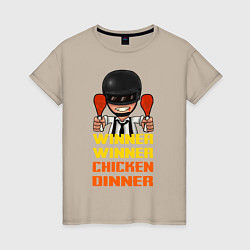 Футболка хлопковая женская PUBG Winner Chicken Dinner, цвет: миндальный