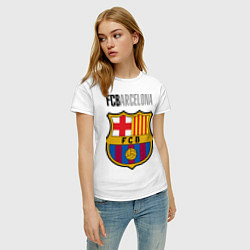 Футболка хлопковая женская Barcelona FC, цвет: белый — фото 2