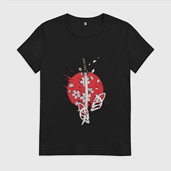 Женская футболка Катана на фоне сакуры Z