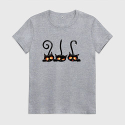 Футболка хлопковая женская Котики, цвет: меланж