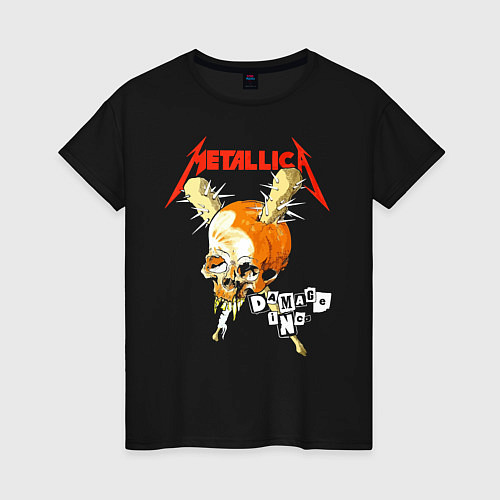 Женская футболка Metallica - оранжевый череп / Черный – фото 1