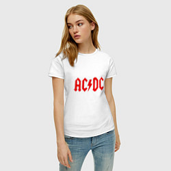 Футболка хлопковая женская ACDC, цвет: белый — фото 2