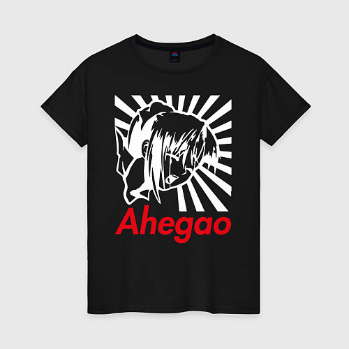 Женская футболка Ахегао girl / Черный – фото 1