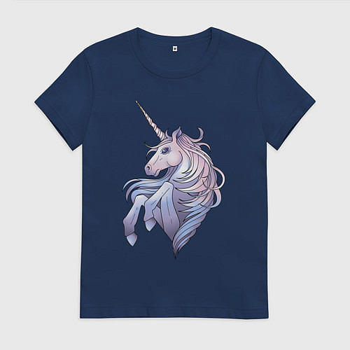 Женская футболка Красивый единорог / Тёмно-синий – фото 1