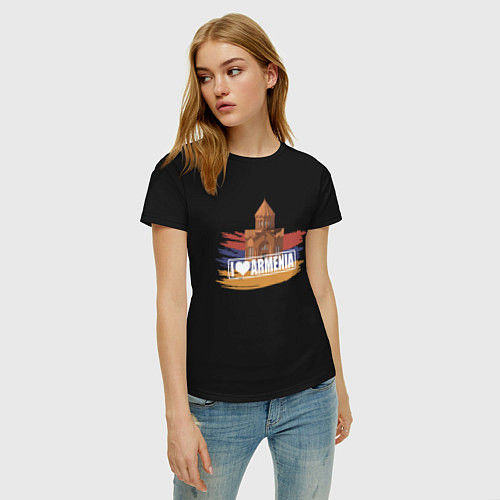 Женская футболка Армения / Черный – фото 3