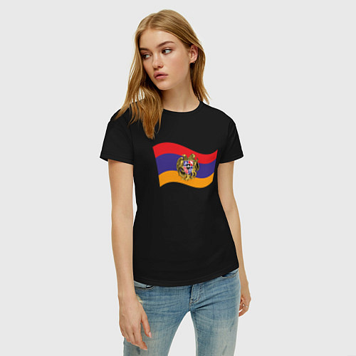 Женская футболка Армения / Черный – фото 3