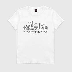 Футболка хлопковая женская Paris Seine LineArt, цвет: белый
