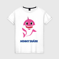 Футболка хлопковая женская Baby Shark Mommy, цвет: белый