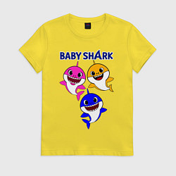 Футболка хлопковая женская Baby Shark, цвет: желтый