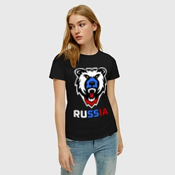 Футболка хлопковая женская Русский медведь, цвет: черный — фото 2
